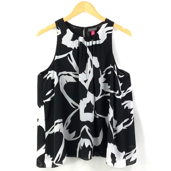 VINCE CAMUTO Tank Black & White Flowy  Tank Top J11 - Picture 1 of 7